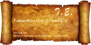Tamaskovics Elemér névjegykártya